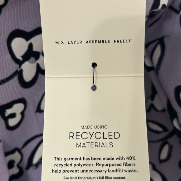 Free Assembly Girls Hooded Sweatshirt Zip-Up Jacket Purple Flowers XL‎ NWT - Picture 10 of 10